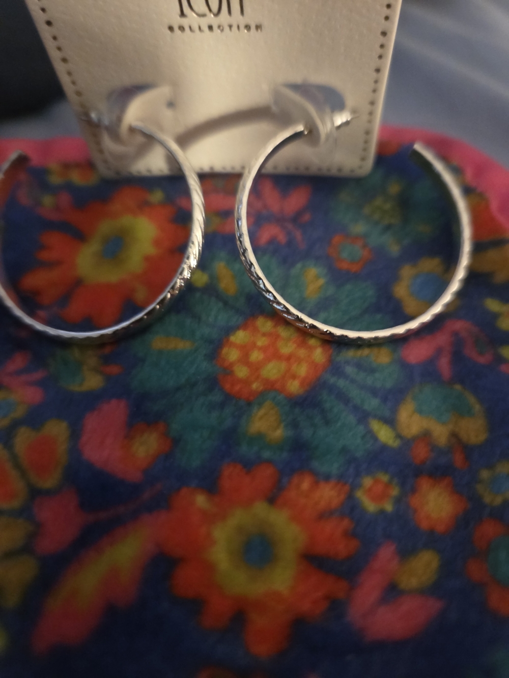 ICON Silver Textured Hoop Earrings